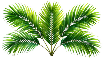 Obraz premium Digital art featuring vibrant green palm fronds, radiating outward, set against black