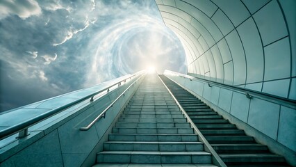 Ascending Stairway to Heaven - A Journey Through Light and Clouds.