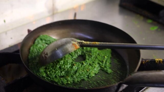 Sarso saag made with spinach a punjabi dish