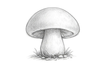 Detailed mushroom drawing on transparent background for creative projects