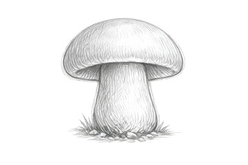 Pencil drawing of a Mushroom on transparent background for design projects