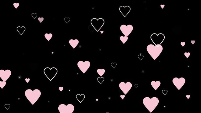 Pink heart seamless explode background animation. Transparent background