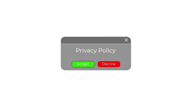 website privacy consent modal window with approval and rejection buttons.