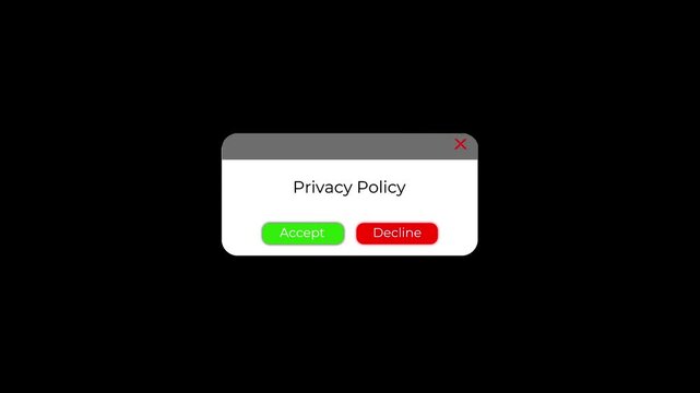 privacy policy consent dialog with accept and decline buttons for website interface.