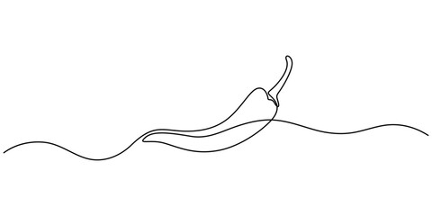 Obraz premium Continuous line drawing of chili pepper. Single line vector illustration of chili pepper. Editable line.