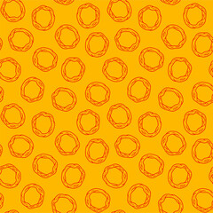 Fried onion ring pattern background. Onion ring doodle fried snack Street fast food pattern. fried onion ring seamless pattern background.