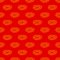 Fried onion ring pattern background. Onion ring doodle fried snack Street fast food pattern. fried onion ring seamless pattern background.