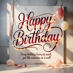 Special Birthday Celebration: Pink Roses & Golden Balloons, HAPPY BIRTHDAY Poster, png