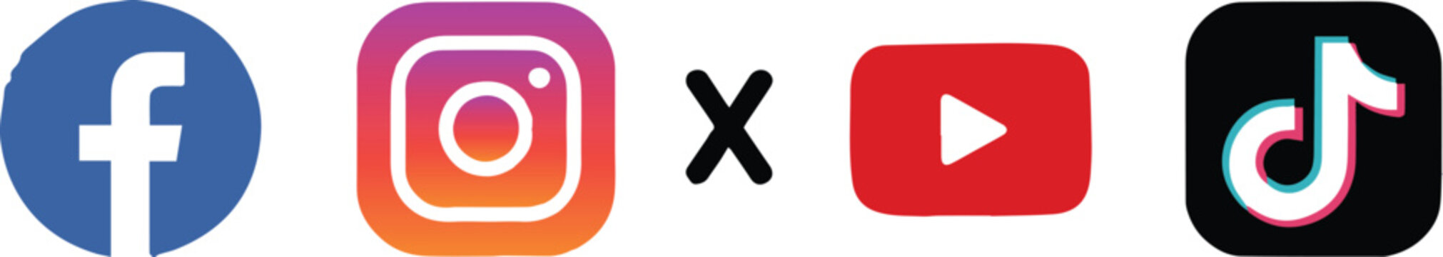 facebook instagram x youtube tiktok vector icons for web and print