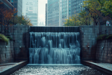 Artificial waterfall in Seoul, South Korea.