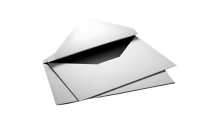 An open envelope on top of a closed one viewed from above