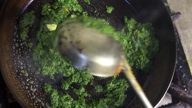 Sarso saag made with spinach a punjabi dish