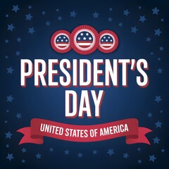 A patriotic graphic celebrating President's Day in the United States of America