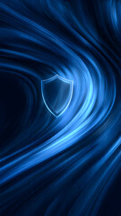 Floating Shield Outline and Data Particles Representing Invisible Cyber Defense