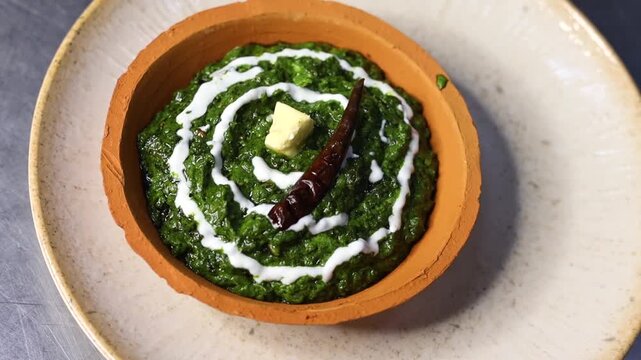 Sarso saag made with spinach a punjabi dish