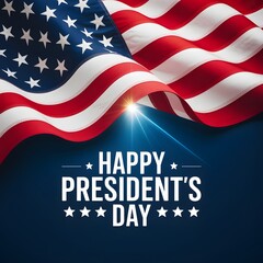 A patriotic American flag waving on President's Day