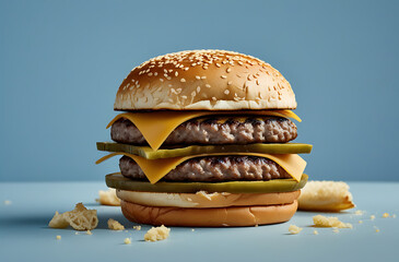 hamburger on a wooden background