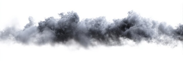 Dark atmospheric cloudscape: dense grey cumulus clouds against white background