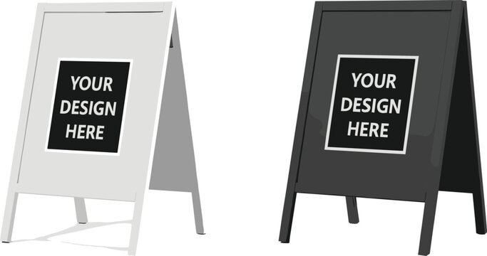 Blank A Frame Sandwich Board Sign Mockup Set Vector Illustration Isolated on White Background for Advertising Display