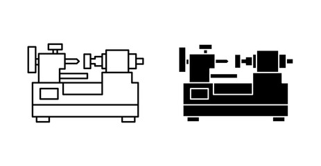 Lathe Machine Icon for Metal Turning, Industrial Manufacturing and Engineering
