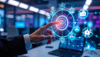 Futuristic Workspace with Holographic Interface