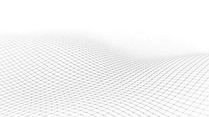 Abstract perspective background. 3D wireframe vector mesh on white background.