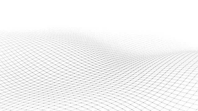 Abstract perspective background. 3D wireframe vector mesh on white background.