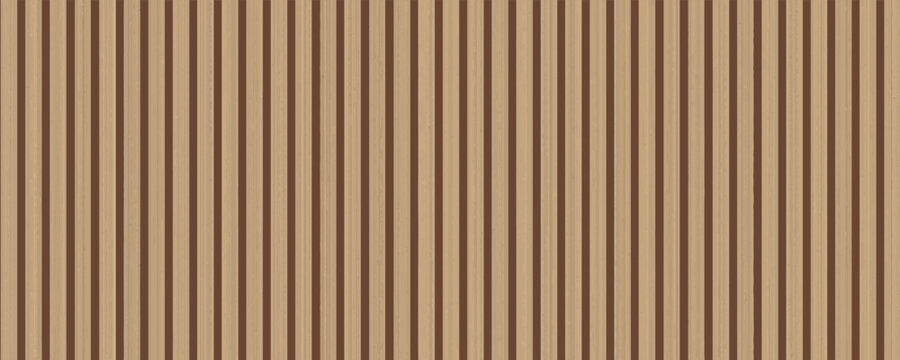 Wood texture wall with vertical planks. Wooden panel wall background. Brown stripes pattern of natural wood grain. Wooden planks cover. Parquet board surface. Oak floor. Vector EPS10