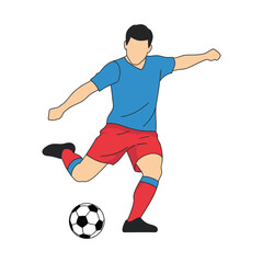 Professional Footballer Action Shot Vector Illustration.