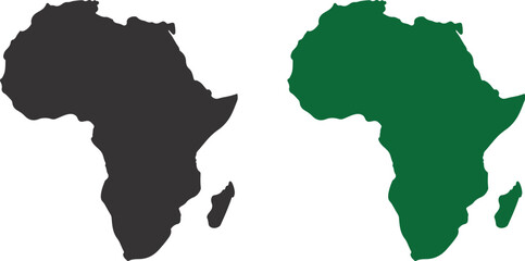 Africa Map Silhouette Black and Green Vector Illustration Isolated on White