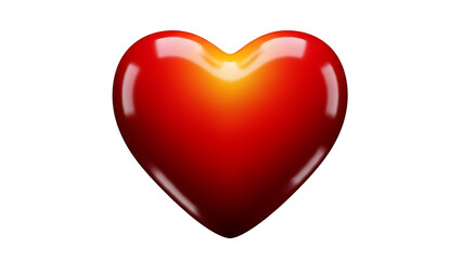Glossy Red Heart with Orange Glow Isolated on White Background