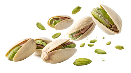 Pistachio Nuts Shelled and Unshelled &ndash; Healthy Snack Isolated on Transparent Background for Food and Nutrition Use