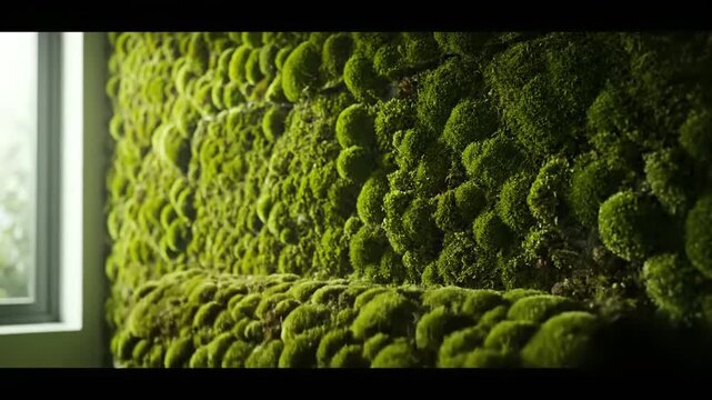 Moss wall with window, green living plant background. latest creative trending videos