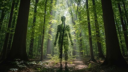 Obraz premium Mysterious figure in a forest.