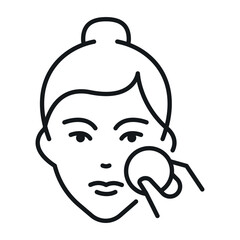 An icon of the makeup removal process, showing a girl gently cleansing her face with a cotton pad to keep her skin clean.