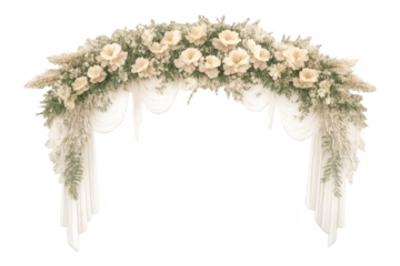 Floral wedding arch with pampas grass and cream roses