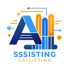 Vibrant AI logo with futuristic design elements and text