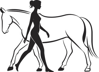 Fototapeta premium silhouette of a girl with horse