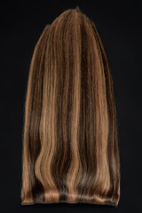 Naklejka premium clip in straight black mix brown human hair extensions