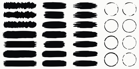 Big collection of black paint, ink brush strokes, brushes, lines, grungy. Dirty artistic design elements. Vector black paint brush spots, highlighter lines or felt-tip pen marker, Ink smudge