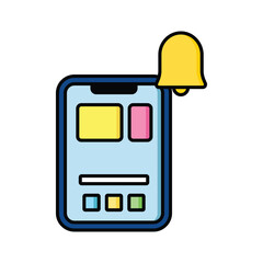 Mobile Notification Lineal Color Illustration Icon Vector for Interface Design
