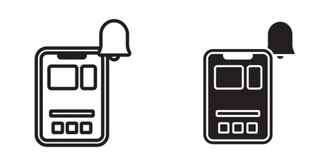 Mobile Notification Icon Set Outline and Solid Illustration Vector for Interface Design