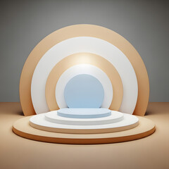 Fototapeta premium Layered circular podium with rainbow colors layered podium isolated on a transparent background