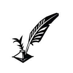Quill and Inkwell Black Vector Illustration
