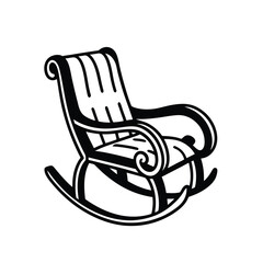 Rocking Chair Vector Illustration, Black and White