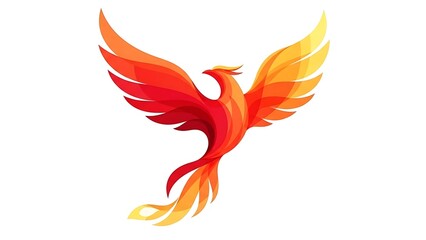 Fototapeta premium Vibrant phoenix rising with colorful wings spread wide
