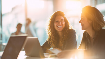 Two women collaborate in a bright workspace to discuss design ideas while using a tablet