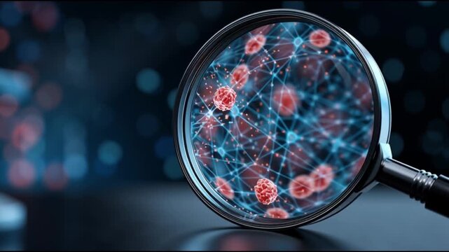 Orphan disease. Genetic disorder. Medical awareness. A magnified view of cells under a microscope.