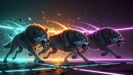 Fondo de pantalla de chamanismo animal de espíritu de manada de lobos - por generative ai