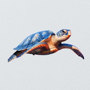 Colorful sea turtle illustration animation isolated asset, transparent 4K video, alpha channel, ProRes 4444